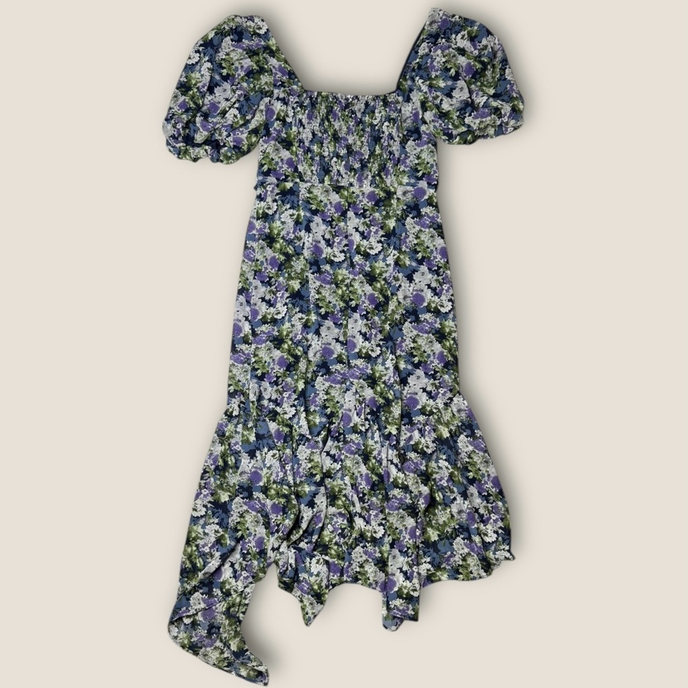 Astr Asymmetrical‎ Floral Dress - Blue and Green - Picture 5 of 6